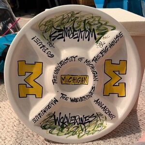 University of Michigan Wolverines Decorative Serving Platter - Yellow/Blue